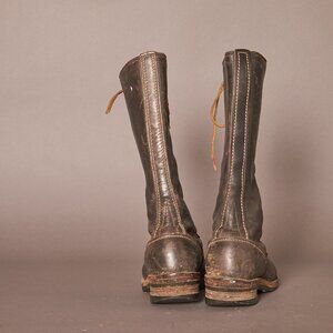 1990s Westco Vibram Sole Pole Climber Logger Black Leather Boots